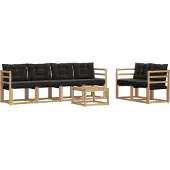 vidaXL Buiten bank set 7 st Massief Acaciahout en Textilene