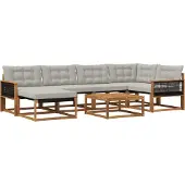 vidaXL Buiten bank set 7 pcs Naturel en lichtgrijs Massief Acacia Hout