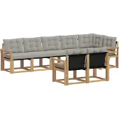 vidaXL Buiten bank set 8 st Wit en Lichtgrijs