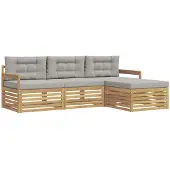 vidaXL Buiten bank set 4 st Wit en Lichtgrijs Polyester