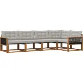 vidaXL Buiten bank set 5 st Naturel en lichtgrijs