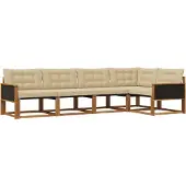 vidaXL Buiten bank set 5 st Natuurlijk en Beige
