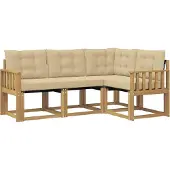 vidaXL Buiten bank set 4 st Wit en Beige