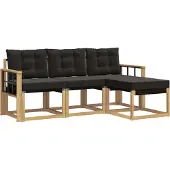 vidaXL Buiten bank set 4 st Wit en zwart