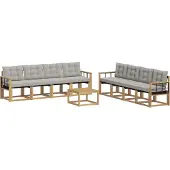 vidaXL Buiten bank set met kussen 9 pcs Wit en Lichtgrijs