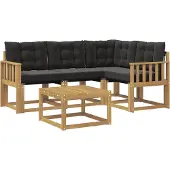 vidaXL Buiten bank set 5 st Wit en zwart