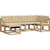 vidaXL Buiten bank set 6 st Wit en Beige