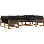 vidaXL Buiten bank set 6 st Naturel en Zwart