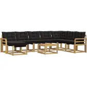 vidaXL Buiten bank set 9 st Wit en zwart