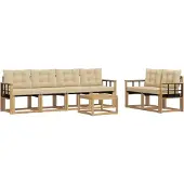 vidaXL Buiten bank set 7 st Wit en Beige