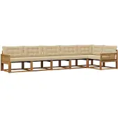 vidaXL Buiten bank set 6 st Natuurlijk en Beige