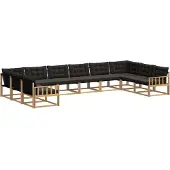 vidaXL Buiten bank set 10 st Wit en zwart