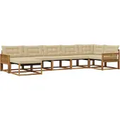 vidaXL Buiten bank set 7 st Natuurlijk en Beige Massief Acacia Hout