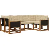 vidaXL Buiten bank set 6 st Natuurlijk en Beige