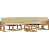 vidaXL Buiten bank set 7 st Wit en Beige