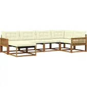 vidaXL Buiten bank set 6 st Natuurlijk en Crème Massief Acacia Hout