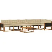 vidaXL Buiten bank set 7 st Natuurlijk en Beige
