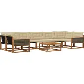 vidaXL Buiten bank set met kussen 8 pcs Natuurlijk en Beige
