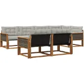 vidaXL Buiten bank set 7 st Naturel en lichtgrijs