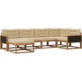 vidaXL Buiten bank set 6 st Natuurlijk en Beige