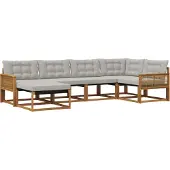 vidaXL Buiten bank set 6 st Naturel en lichtgrijs Massief Acacia Hout