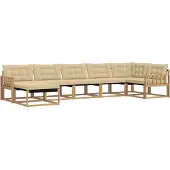 vidaXL Buiten bank set 7 st Wit en Beige Massief Acacia Hout