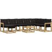 vidaXL Buiten bank set 9 st Wit en zwart