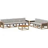 vidaXL Buiten bank set 8 st Naturel en lichtgrijs