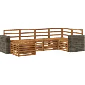 vidaXL Buiten bank set 6 st Naturel Polyester