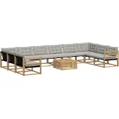 vidaXL Buiten bank set met kussen 11 pcs Wit en Lichtgrijs