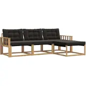 vidaXL Buiten bank set 4 st Wit en zwart