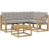 vidaXL Buiten bank set 5 st Wit en Lichtgrijs