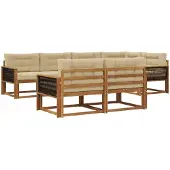 vidaXL Buiten bank set 8 st Natuurlijk en Beige