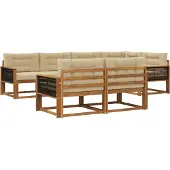 vidaXL Buiten bank set 8 st Natuurlijk en Beige