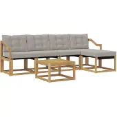 vidaXL Buiten bank set 6 st Wit en Lichtgrijs