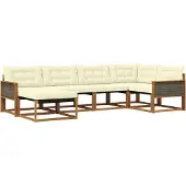 vidaXL Buiten bank set 6 st Natuurlijk en Crème Massief Acacia Hout