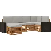 vidaXL Sectionele bankset met kussen 6 pcs Naturel en lichtgrijs