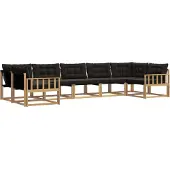 vidaXL Buiten bank set 7 st Wit en zwart