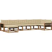 vidaXL Buiten bank set 7 st Natuurlijk en Beige Massief Acacia Hout