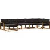 vidaXL Buiten bank set 7 st Naturel en Zwart Massief Acacia Hout