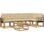 vidaXL Buiten bank set 6 st Wit en Beige
