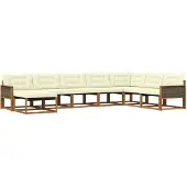 vidaXL Buiten bank set 8 st Natuurlijk en Crème Massief Acacia Hout