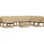 vidaXL Buiten bank set 9 st Wit en Beige