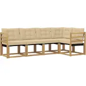 vidaXL Buiten bank set 5 st Wit en Beige