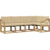 vidaXL Buiten bank set 5 st Wit en Beige
