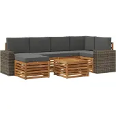 vidaXL Buiten bank set 7 st Natuurlijk en Antraciet Polyester