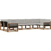 vidaXL Buiten bank set 7 st Naturel en lichtgrijs