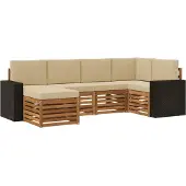 vidaXL Buiten bank set 6 st Natuurlijk en Beige Polyester