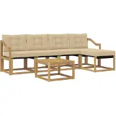 vidaXL Buiten bank set 6 st Wit en Beige