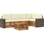 vidaXL Buiten bank set 6 st Natuurlijk en Crème Polyester